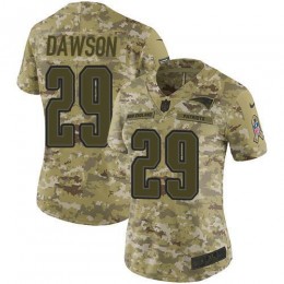 New England Patriots #29 Duke Dawson Camo Women's Stitched NFL Limited 2018 Salute to Service Jersey