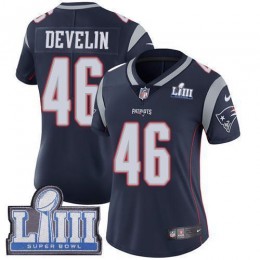 New England Patriots #46 James Develin Navy Blue Team Color Super Bowl LIII Bound Women's Stitched NFL Vapor Untouchable Limited Jersey