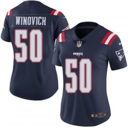 New England Patriots #50 Chase Winovich Navy Blue Women's Stitched NFL Limited Rush Jersey