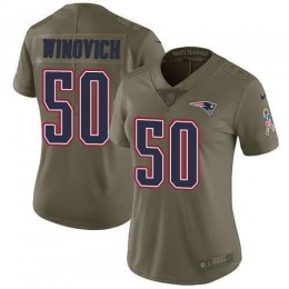 New England Patriots #50 Chase Winovich Olive Women's Stitched NFL Limited 2017 Salute to Service Jersey