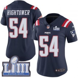 New England Patriots #54 Dont'a Hightower Navy Blue Super Bowl LIII Bound Women's Stitched NFL Limited Rush Jersey