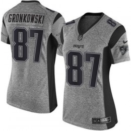 New England Patriots #87 Rob Gronkowski Gray Women's Stitched NFL Limited Gridiron Gray Jersey