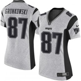 New England Patriots #87 Rob Gronkowski Gray Women's Stitched NFL Limited Gridiron Gray II Jersey