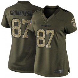 New England Patriots #87 Rob Gronkowski Green Women's Stitched NFL Limited 2015 Salute to Service Jersey