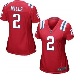 Patriots #2 Jalen Mills Red Alternate Women's Stitched NFL Elite Jersey