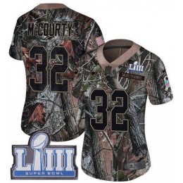 Patriots #32 Devin McCourty Camo Super Bowl LIII Bound Women's Stitched NFL Limited Rush Realtree Jersey