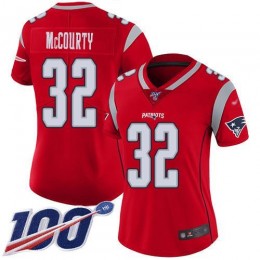 Patriots #32 Devin McCourty Red Women's Stitched NFL Limited Inverted Legend 100th Season Jersey