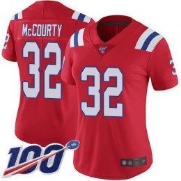 Patriots #32 Devin McCourty Red Alternate Women's Stitched NFL 100th Season Vapor Limited Jersey