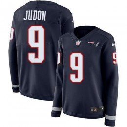 Patriots #9 Matt Judon Navy Blue Team Color Women's Stitched NFL Limited Therma Long Sleeve Jersey