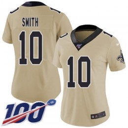 New Orleans Saints #10 Tre'Quan Smith Gold Women's Stitched NFL Limited Inverted Legend 100th Season Jersey
