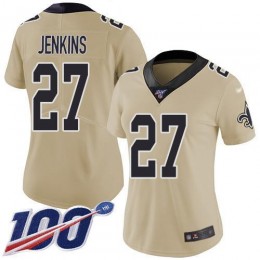 New Orleans Saints #27 Malcolm Jenkins Gold Women's Stitched NFL Limited Inverted Legend 100th Season Jersey