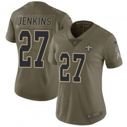 New Orleans Saints #27 Malcolm Jenkins Olive Women's Stitched NFL Limited 2017 Salute To Service Jersey