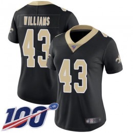 New Orleans Saints #43 Marcus Williams Black Team Color Women's Stitched NFL 100th Season Vapor Limited Jersey