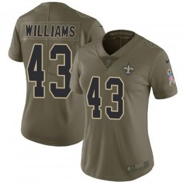 New Orleans Saints #43 Marcus Williams Olive Women's Stitched NFL Limited 2017 Salute to Service Jersey