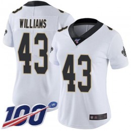 New Orleans Saints #43 Marcus Williams White Women's Stitched NFL 100th Season Vapor Limited Jersey