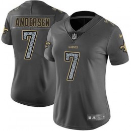 New Orleans Saints #7 Morten Andersen Gray Static Women's Stitched NFL Vapor Untouchable Limited Jersey