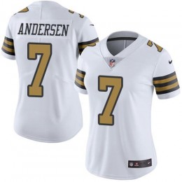 New Orleans Saints #7 Morten Andersen White Women's Stitched NFL Limited Rush Jersey