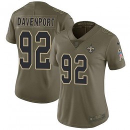 New Orleans Saints #92 Marcus Davenport Olive Women's Stitched NFL Limited 2017 Salute to Service Jersey