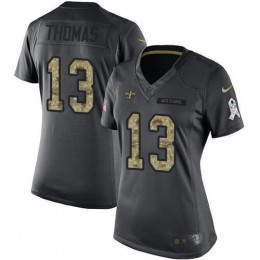 Saints #13 Michael Thomas Black Women's Stitched NFL Limited 2016 Salute To Service Jersey