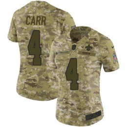 Saints #4 Derek Carr Camo Women's Stitched NFL Limited 2018 Salute To Service Jersey