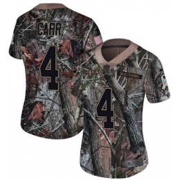 Saints #4 Derek Carr Camo Women's Stitched NFL Limited Rush Realtree Jersey