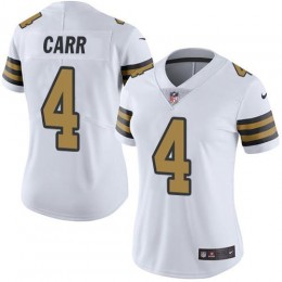 Saints #4 Derek Carr White Women's Stitched NFL Limited Rush Jersey