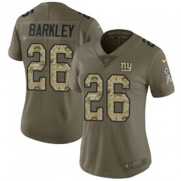 Giants #26 Saquon Barkley Olive/Camo Women's Stitched NFL Limited 2017 Salute To Service Jersey