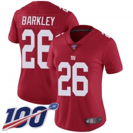 Giants #26 Saquon Barkley Red Alternate Women's Stitched NFL 100th Season Vapor Limited Jersey