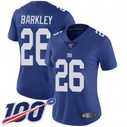 Giants #26 Saquon Barkley Royal Blue Team Color Women's Stitched NFL 100th Season Vapor Limited Jersey