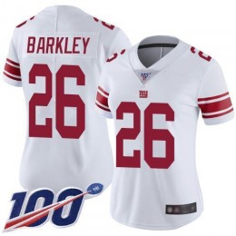 Giants #26 Saquon Barkley White Women's Stitched NFL 100th Season Vapor Limited Jersey