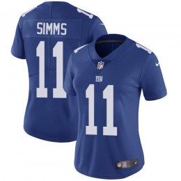 New York Giants #11 Phil Simms Royal Blue Team Color Women's Stitched NFL Vapor Untouchable Limited Jersey