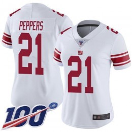 New York Giants #21 Jabrill Peppers White Women's Stitched NFL 100th Season Vapor Limited Jersey