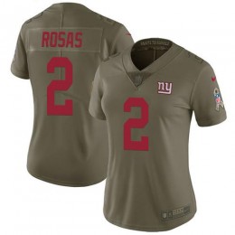 New York Giants #2 Aldrick Rosas Olive Women's Stitched NFL Limited 2017 Salute to Service Jersey
