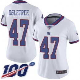 New York Giants #47 Alec Ogletree White Women's Stitched NFL Limited Rush 100th Season Jersey