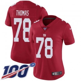 New York Giants #78 Andrew Thomas Red Alternate Women's Stitched NFL 100th Season Vapor Untouchable Limited Jersey