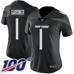 Jets #1 Ahmad Sauce Gardner Black Alternate Women's Stitched NFL 100th Season Vapor Limited Jersey