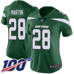 Jets #28 Curtis Martin Green Team Color Women's Stitched NFL 100th Season Vapor Limited Jersey