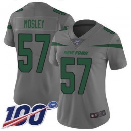 Jets #57 C.J. Mosley Gray Women's Stitched NFL Limited Inverted Legend 100th Season Jersey