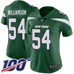 New York Jets #54 Avery Williamson Green Team Color Women's Stitched NFL 100th Season Vapor Limited Jersey