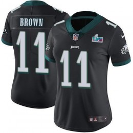 Eagles #11 A.J. Brown Black Alternate Super Bowl LVII Patch Women's Stitched NFL Vapor Untouchable Limited Jersey