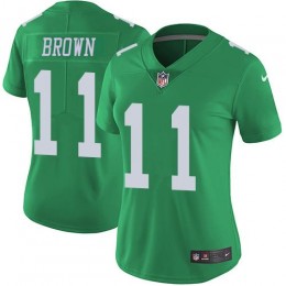 Eagles #11 A.J. Brown Green Women's Stitched NFL Limited Rush Jersey