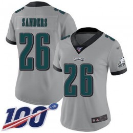 Eagles #26 Miles Sanders Silver Women's Stitched NFL Limited Inverted Legend 100th Season Jersey