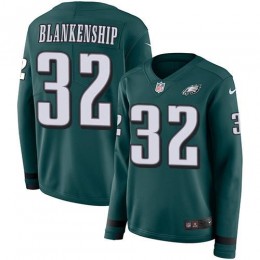 Eagles #32 Reed Blankenship Green Team Color Women's Stitched NFL Limited Therma Long Sleeve Jersey