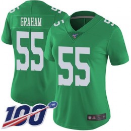 Eagles #55 Brandon Graham Green Women's Stitched NFL Limited Rush 100th Season Jersey