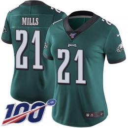 Philadelphia Eagles #21 Jalen Mills Green Team Color Women's Stitched NFL 100th Season Vapor Untouchable Limited Jersey