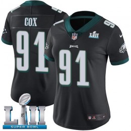 Philadelphia Eagles #91 Fletcher Cox Black Alternate Super Bowl LII Women's Stitched NFL Vapor Untouchable Limited Jersey