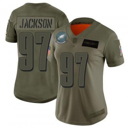 Philadelphia Eagles #97 Malik Jackson Camo Women's Stitched NFL Limited 2019 Salute to Service Jersey