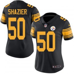 Pittsburgh Steelers #50 Ryan Shazier Black Women's Stitched NFL Limited Rush Jersey