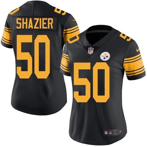 Pittsburgh Steelers #50 Ryan Shazier Black Women's Stitched NFL Limited Rush Jersey Pittsburgh Steelers #50 Ryan Shazier Black Women's Stitched NFL Limited Rush Jersey