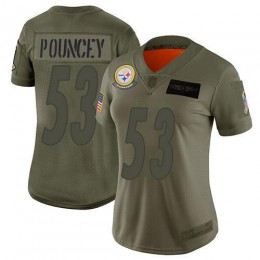 Pittsburgh Steelers #53 Maurkice Pouncey Camo Women's Stitched NFL Limited 2019 Salute to Service Jersey